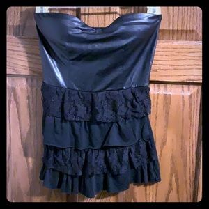 Wet Seal Small Bustier Faux Black Leather Top